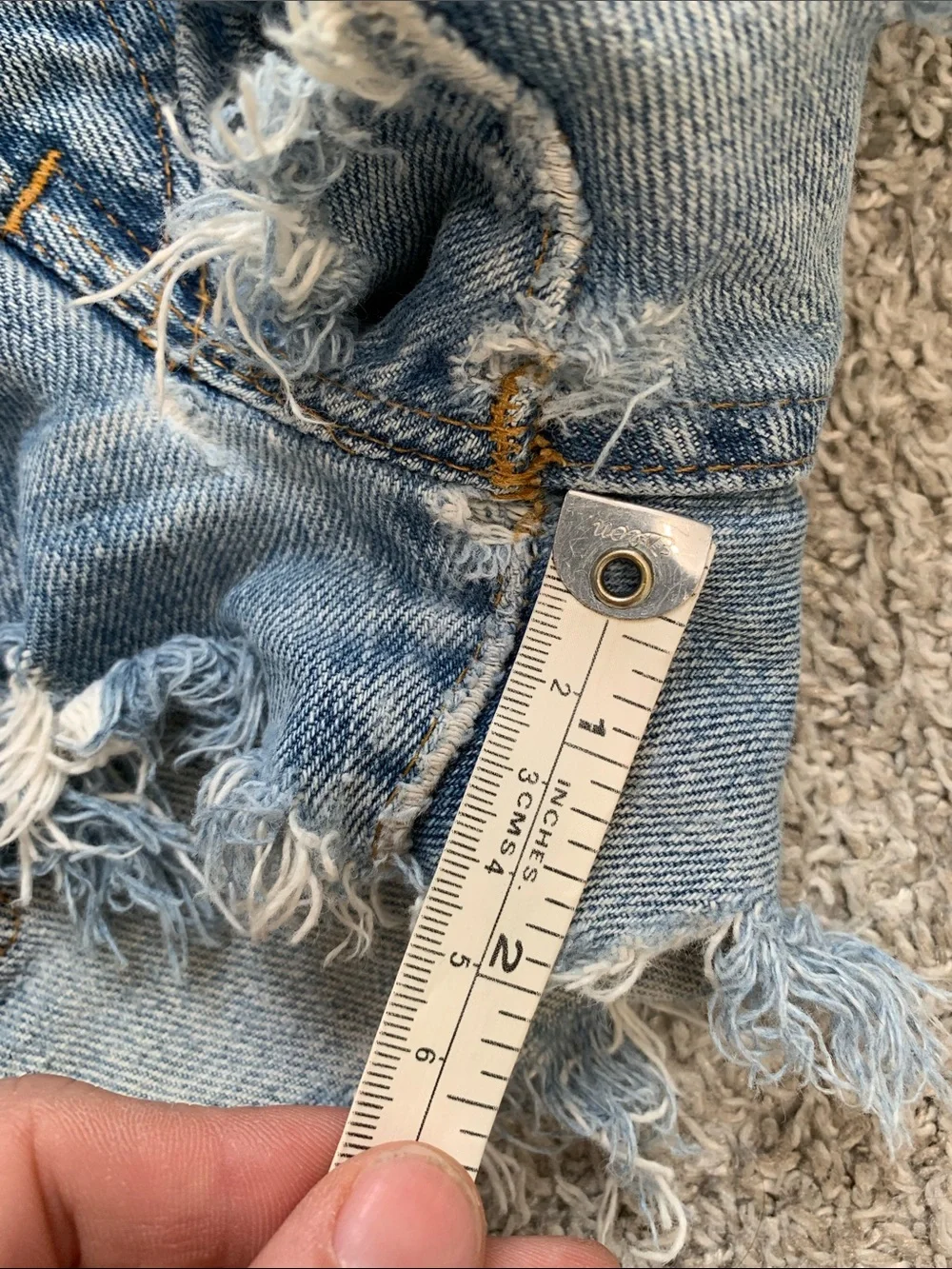 Denim Cutoff Shorts in Light Blue